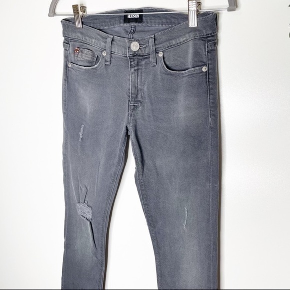 Hudson Krista Ankle Super Skinny Jeans Gray Distressed Step Hem Women’s 25 - Picture 2 of 7